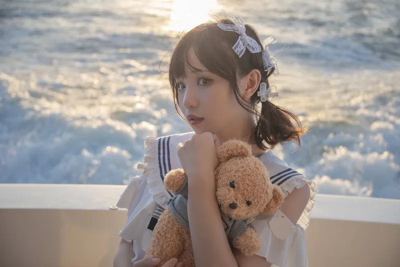 花柒Hana – 三亚熊之海军风泳装 [12P] - 机器猫次元