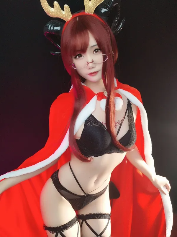 晓美嫣 – (圣诞自拍)雪夜魅魔 [16P] - 机器猫次元