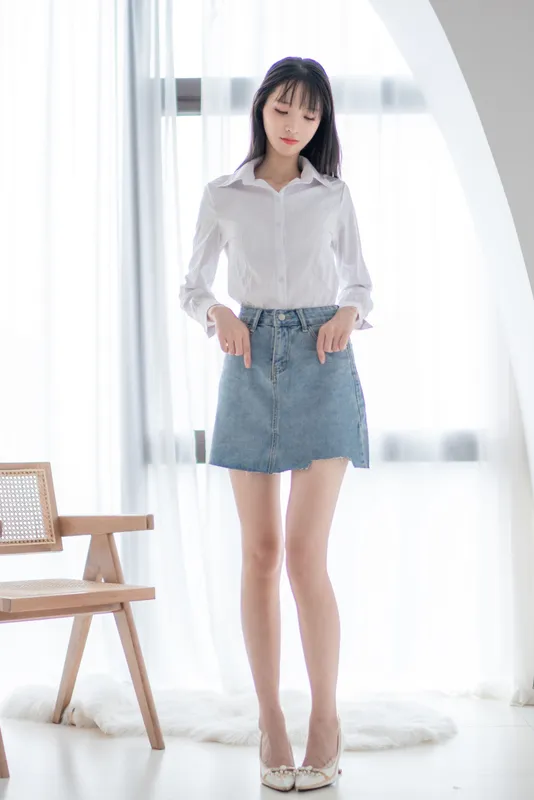 清纯妹子西瓜 – 衬衫牛仔裙 [61P] - 机器猫次元