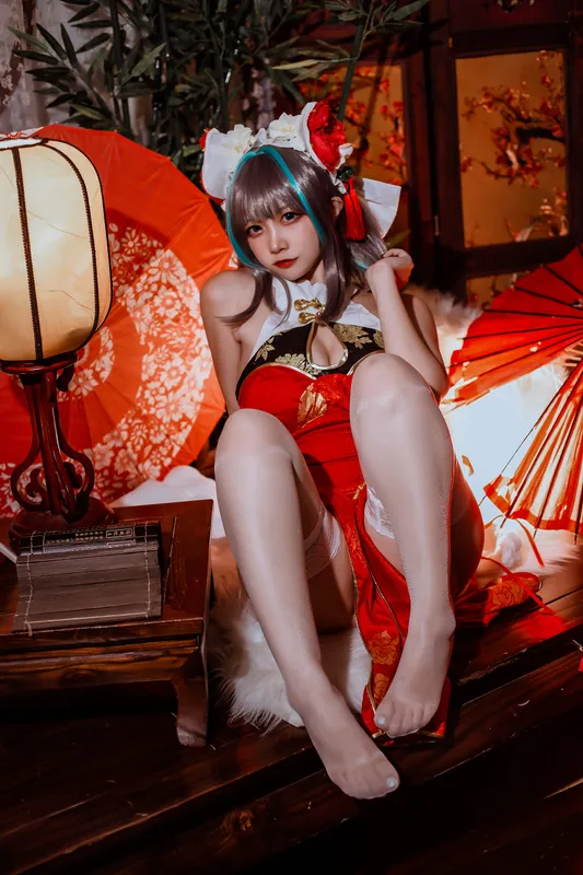 二佐Nisa - 碧蓝 柴郡旗袍 [32P]