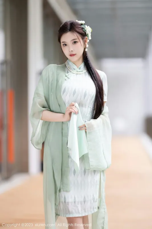 XiuRen 秀人 No.6983 杨晨晨Yome 淡绿色旗袍性感写真 [85P] - 机器猫次元