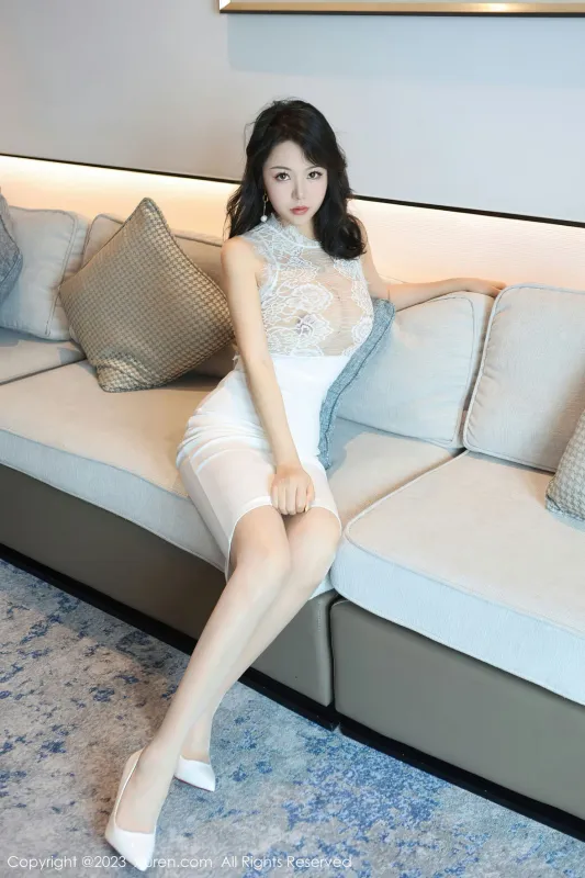 XiuRen 秀人 No.7032 陆萱雅 白色薄纱蕾丝短裙写真 [81P] - 机器猫次元