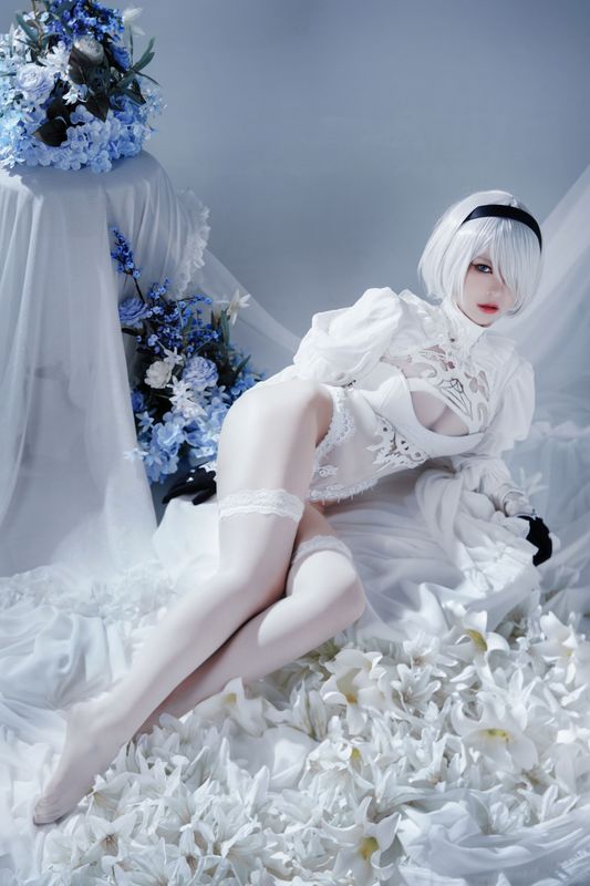 半半子 – Automataヨルハ二号B型 白いドレス [51P] - 机器猫次元