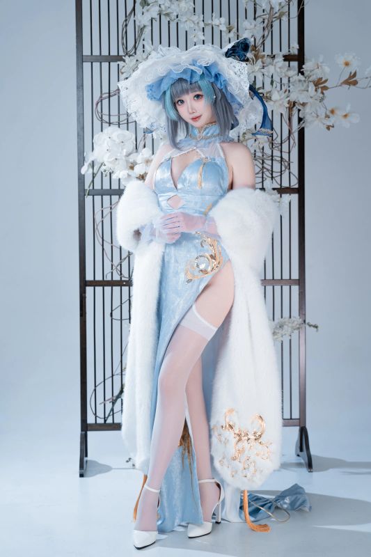 面饼仙儿 – 柴郡 猫猫 蓝旗袍 [40P] - 机器猫次元