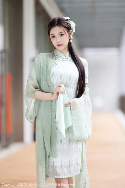 XiuRen 秀人 No.6983 杨晨晨Yome 淡绿色旗袍性感写真 [85P] - 机器猫次元